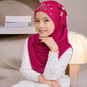 Kids Makna Hijab Small Size CHI Fabric with 1 Flower - Atishi